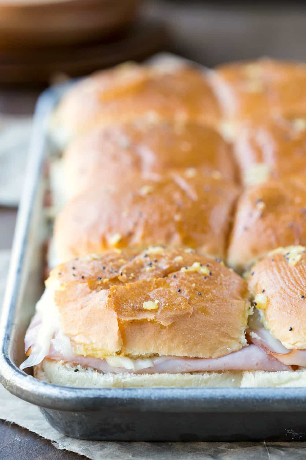Baked Ham and Swiss Poppy Seed Sandwiches - I Heart Eating
