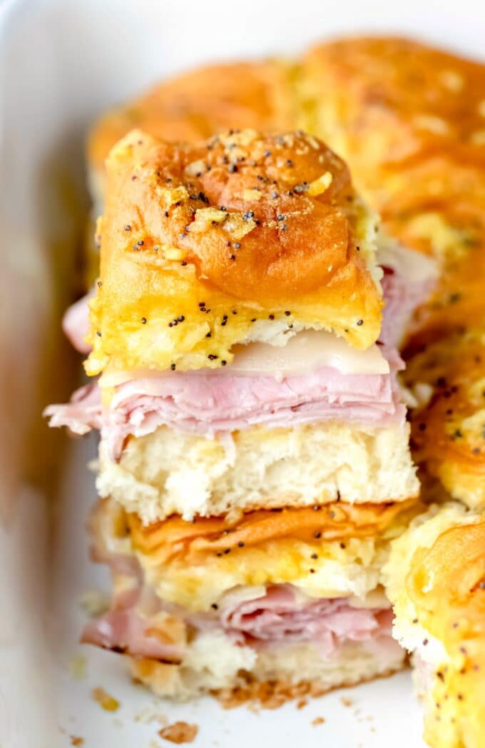 Baked Ham and Cheese Sliders - I Heart Eating