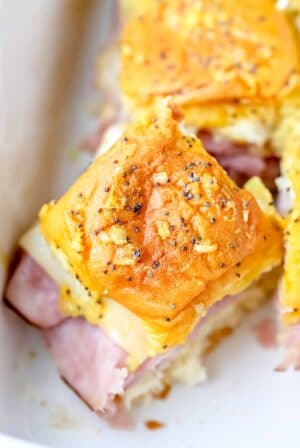 Baked Ham and Cheese Sliders - I Heart Eating