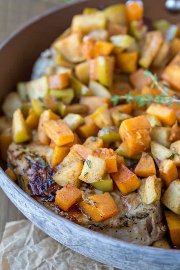 Pork Chops with Cinnamon Apples and Butternut Squash - I Heart Eating