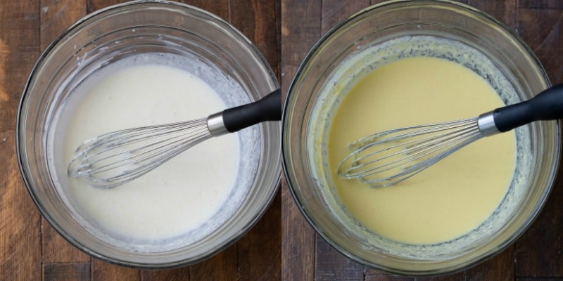 Buttermilk and ricotta in a glass mixing bowl