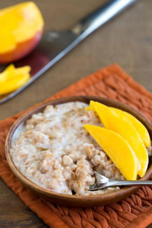 Coconut Mango Breakfast Farro Recipe - I Heart Eating