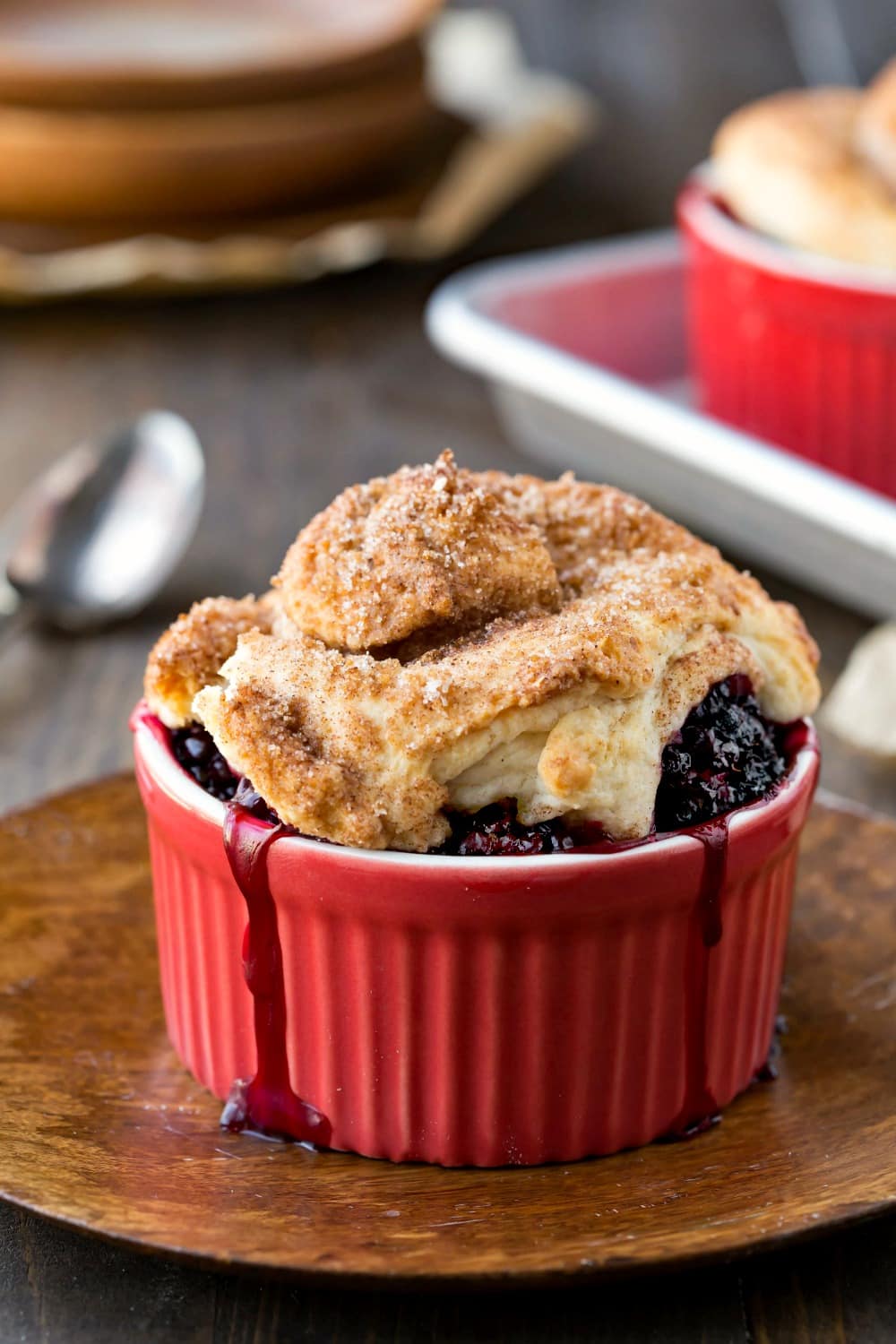 Blackberry Cobbler with Cinnamon Swirl Biscuits - i heart eating