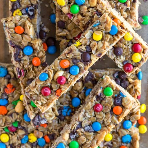 Homemade M&M Granola Bars - I Heart Eating