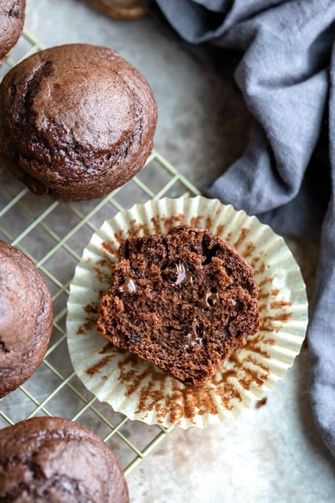 Chocolate Chocolate Chip Muffins - I Heart Eating