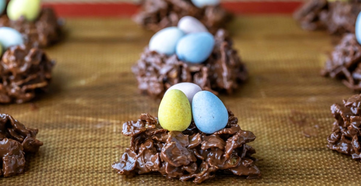 Frosted Chocolate Bird's Nest Cookies