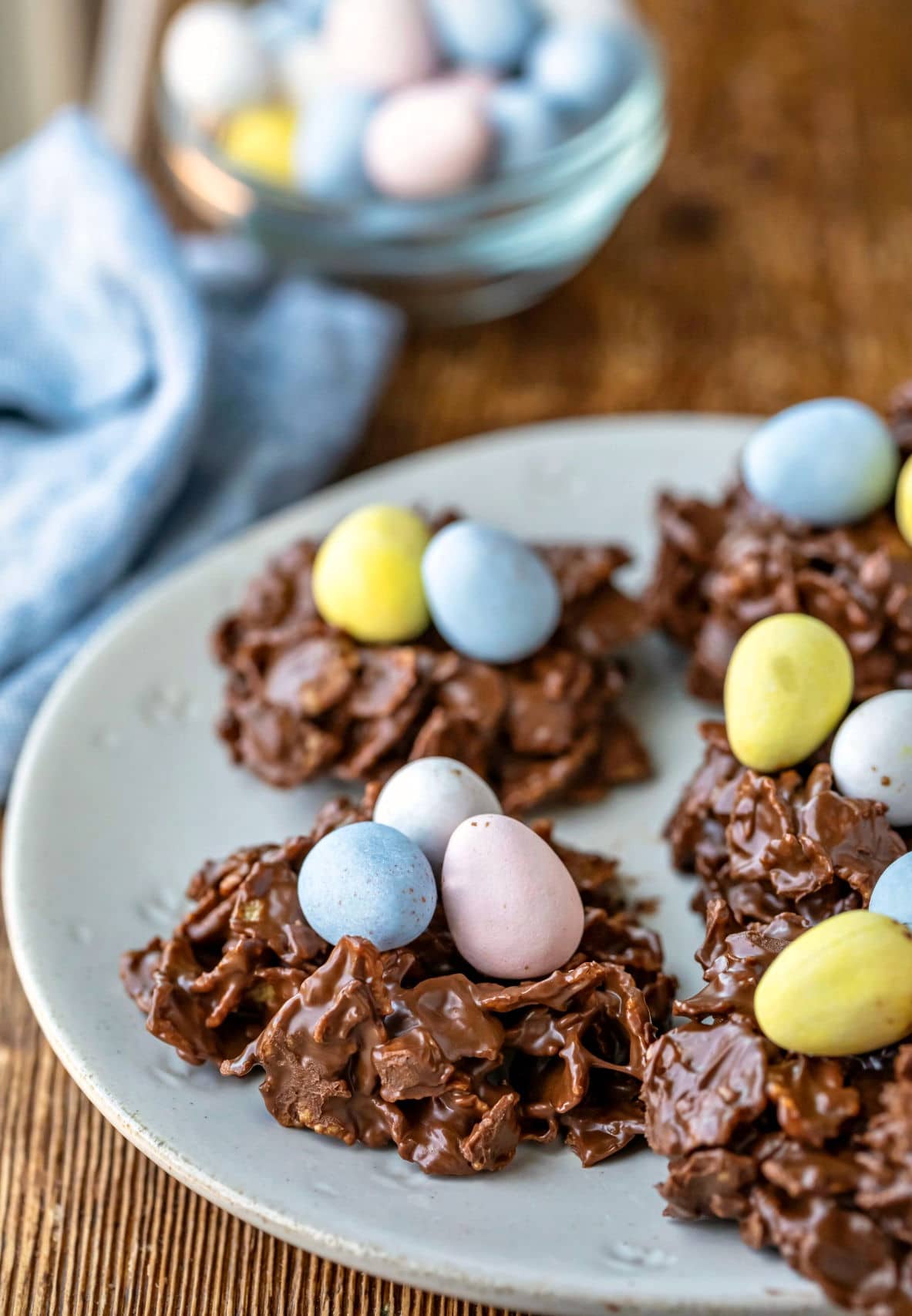 Frosted Chocolate Bird's Nest Cookies