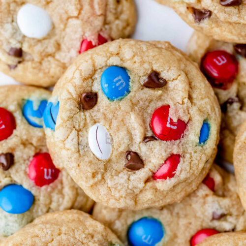 Red White and Blue M and M Cookies - The Carefree Kitchen