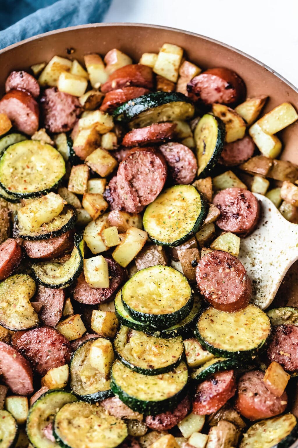 Skillet Kielbasa Zucchini and Potatoes - I Heart Eating