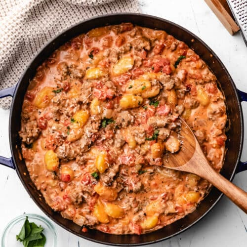 One Pot Creamy Sausage Gnocchi - I Heart Eating