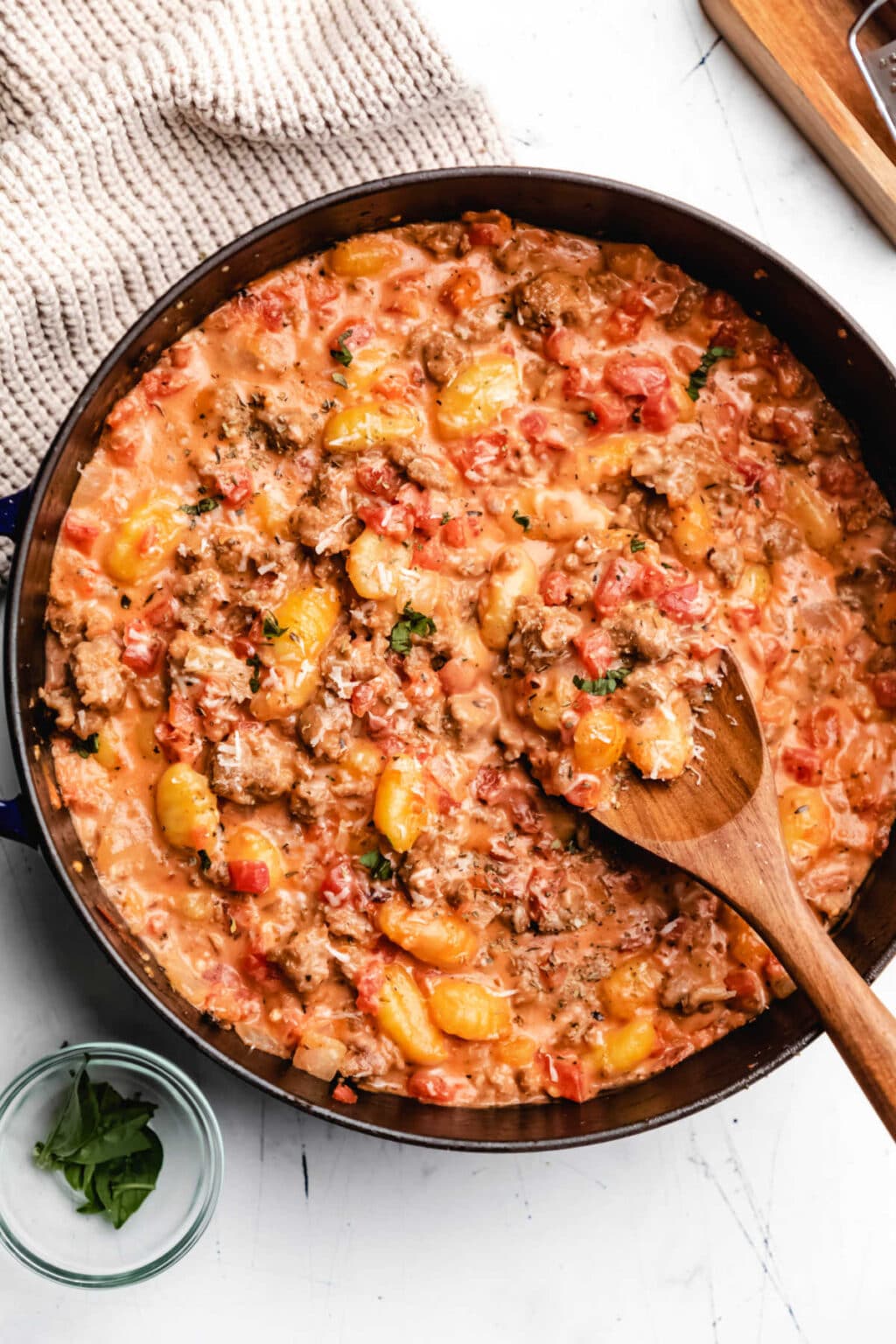 One Pot Creamy Sausage Gnocchi - I Heart Eating