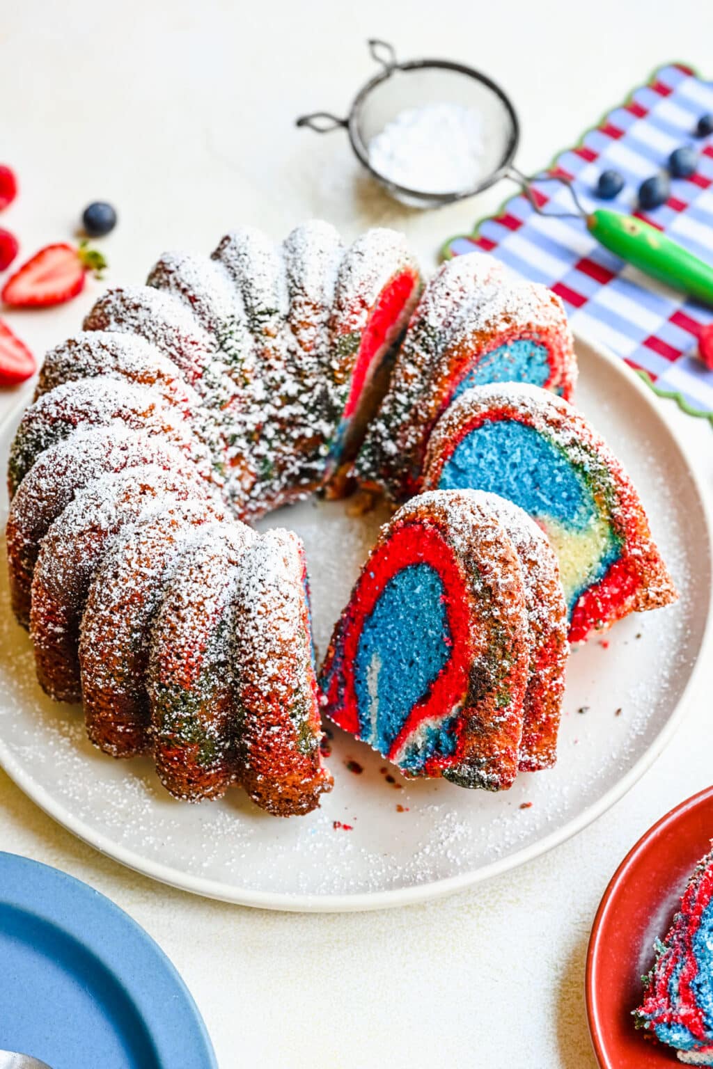 Red White & Blue Marble Cake - I Heart Eating