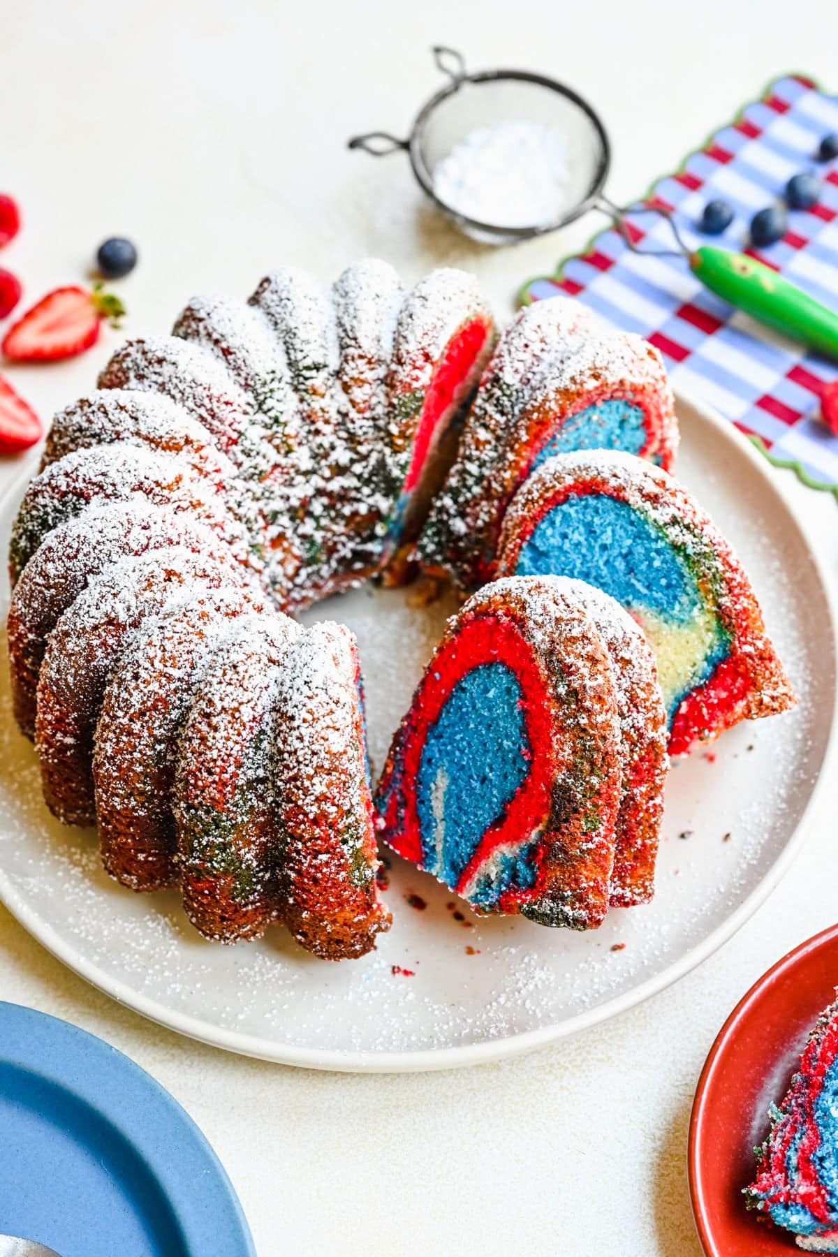 Red White & Blue Marble Cake