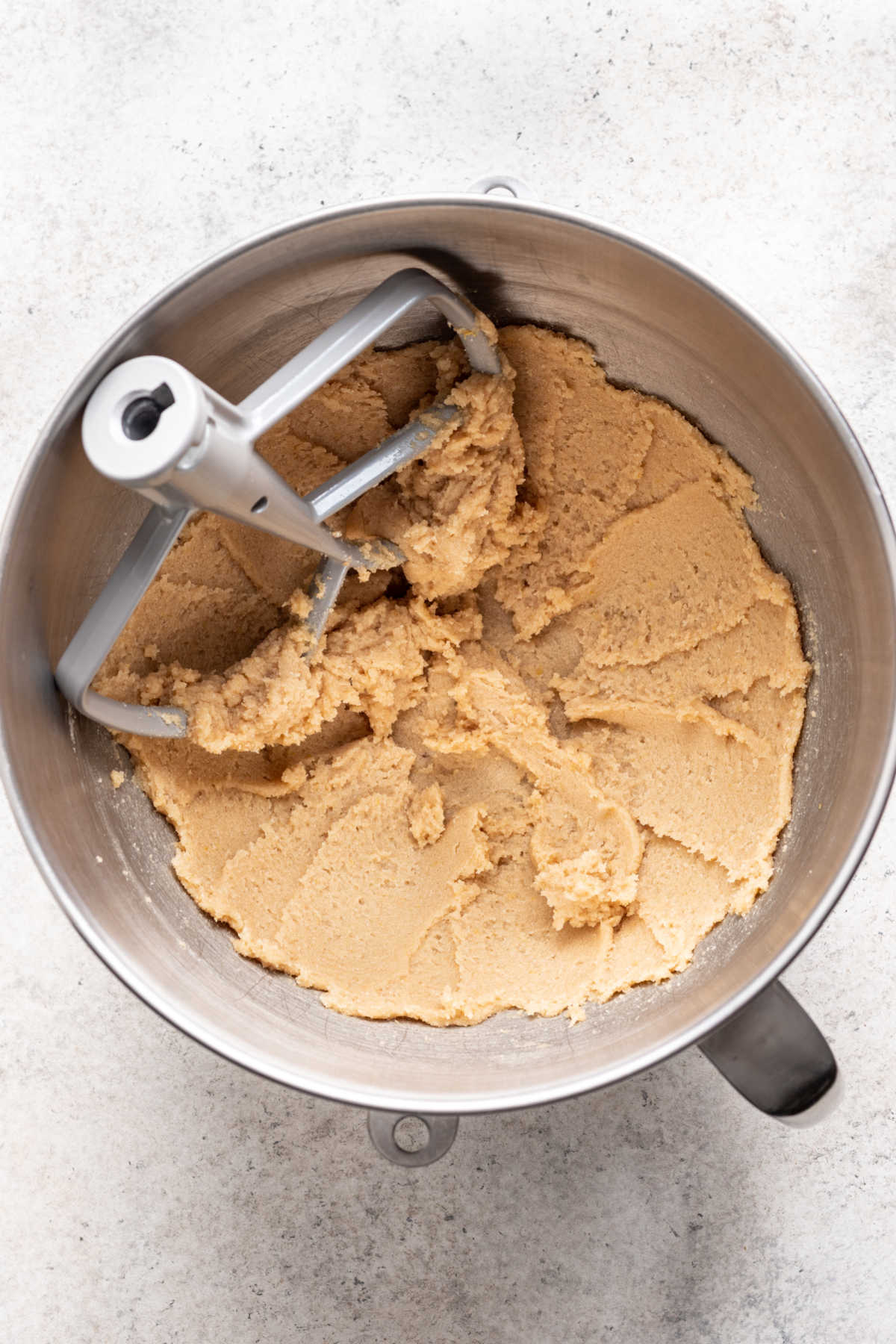 Butter beaten together with brown sugar and granulated sugar. 