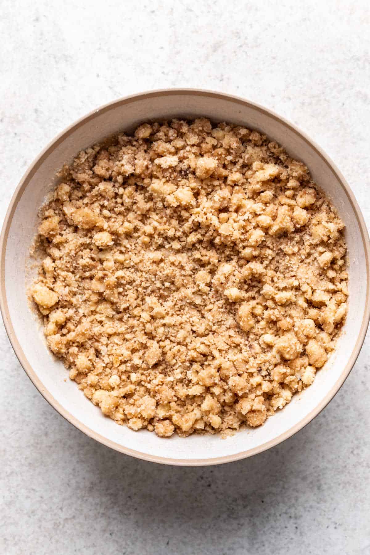 Pumpkin crisp topping in a mixing bowl. 